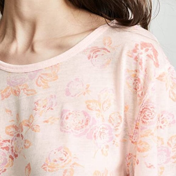 EUC Free People Tourist Floral Short Sleeve T-shirt in Blush Combo Size Medium - Picture 4 of 8